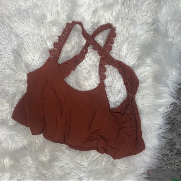 Forever 21 Tops - Forever 21 Rust Crochet Cross Crop Top medium